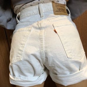 Vintage Levis Orange Tab High Waisted White Shorts